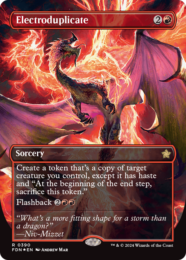 Electroduplicate (Borderless) (Mana Foil) [Foundations] | Good Games Cannington