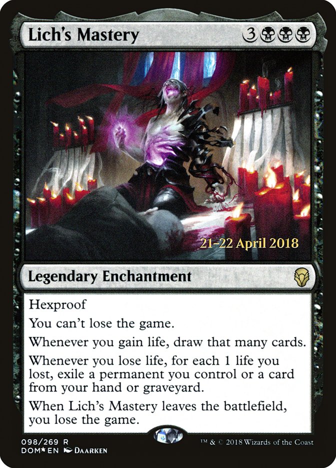 Lich's Mastery [Dominaria Prerelease Promos] | Good Games Cannington