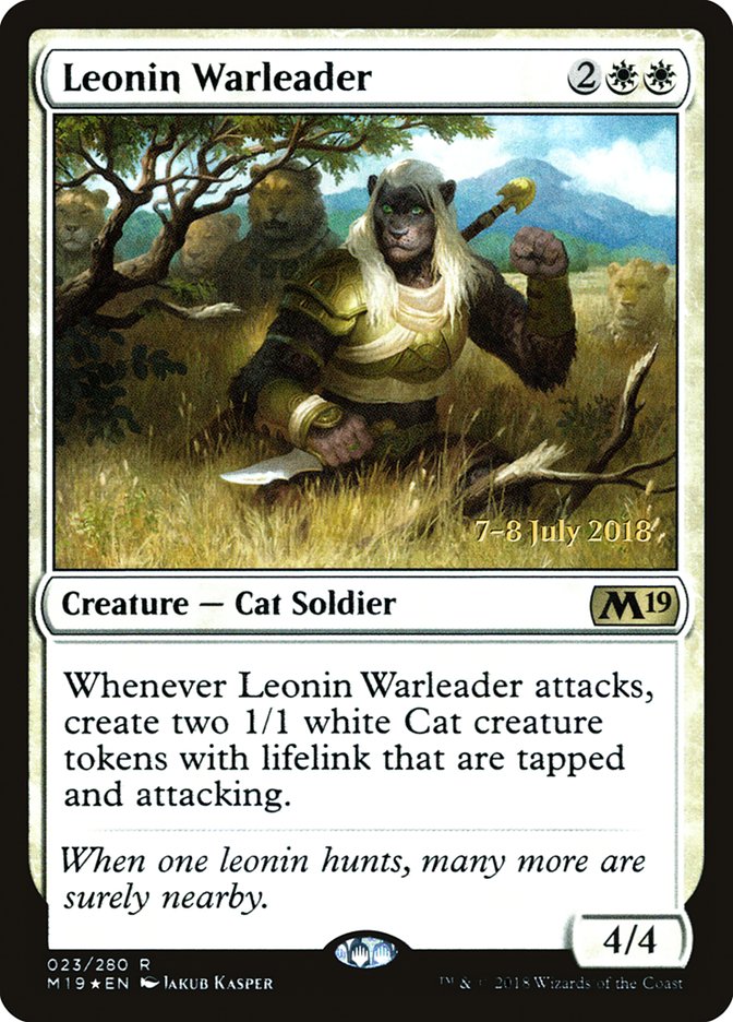 Leonin Warleader [Core Set 2019 Prerelease Promos] | Good Games Cannington