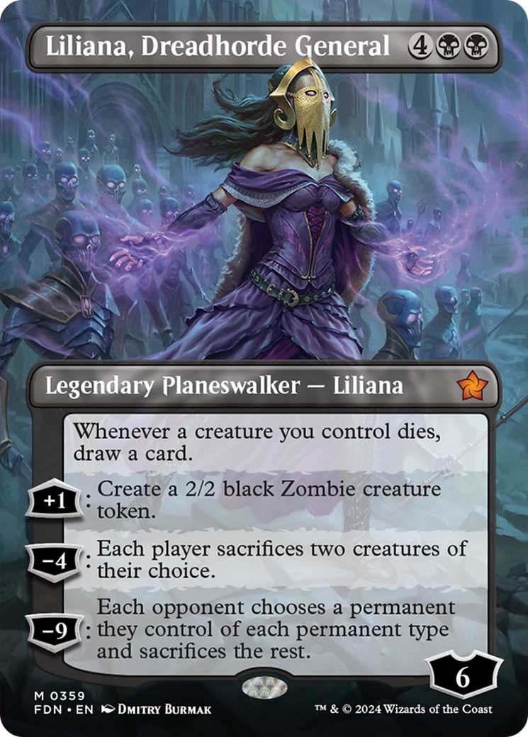 Liliana, Dreadhorde General (Borderless) [Foundations] | Good Games Cannington