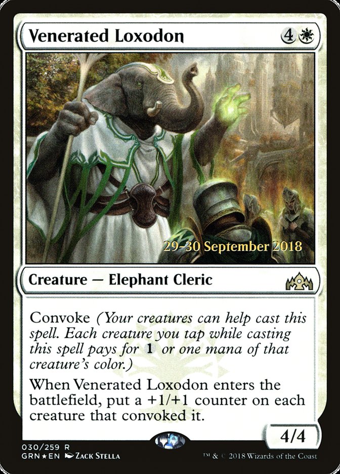 Venerated Loxodon [Guilds of Ravnica Prerelease Promos] | Good Games Cannington