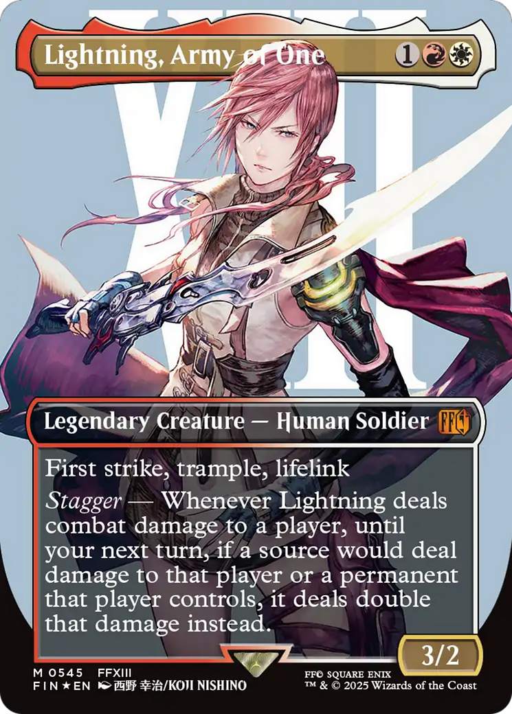 Lightning, Army of One (Borderless) (Surge Foil) [FINAL FANTASY] | Good Games Cannington