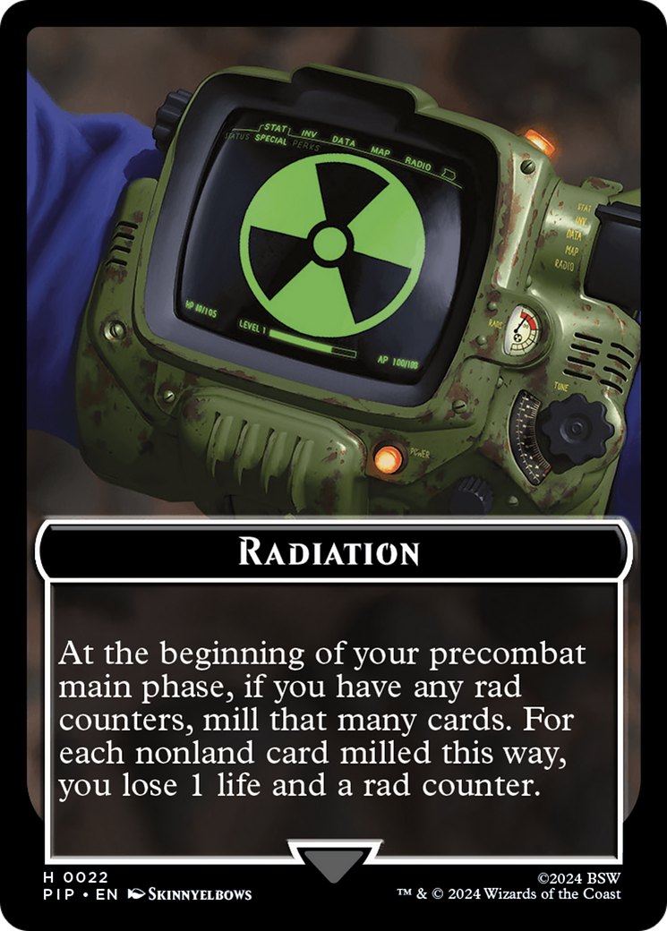 Radiation // Warrior Double-Sided Token [Fallout Tokens] | Good Games Cannington
