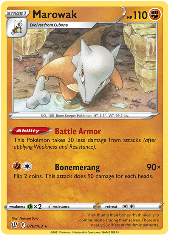 Marowak (070/163) [Sword & Shield: Battle Styles] | Good Games Cannington
