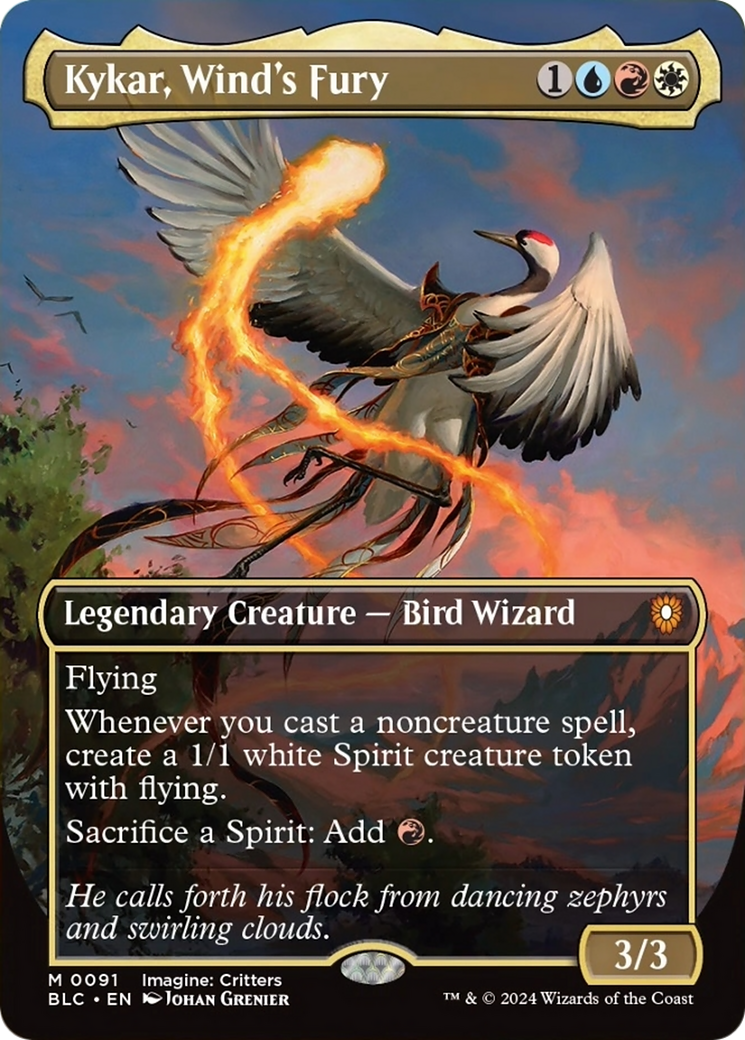 Kykar, Wind's Fury (Borderless) [Bloomburrow Commander] | Good Games Cannington