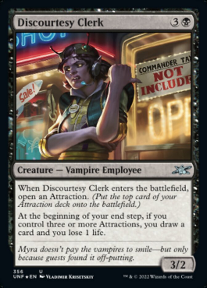 Discourtesy Clerk (Galaxy Foil) [Unfinity] | Good Games Cannington