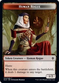 Human Rogue // Food (17) Double-Sided Token [Throne of Eldraine Tokens] | Good Games Cannington