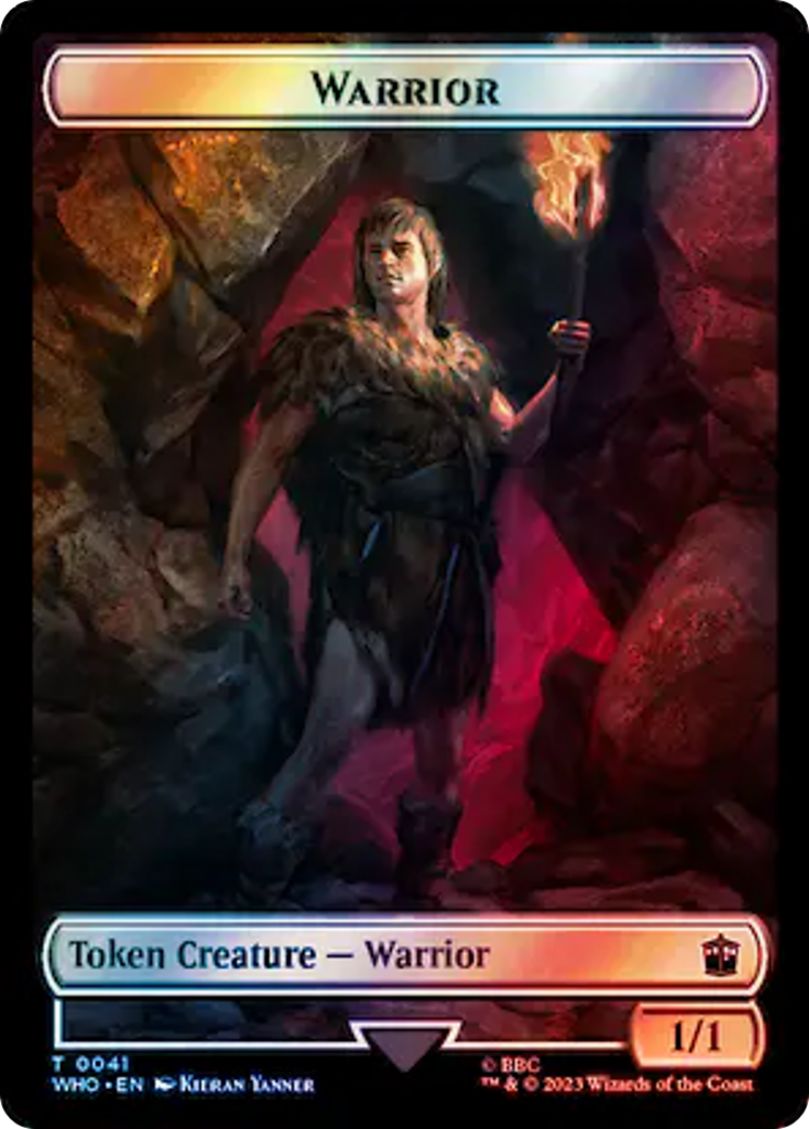 Warrior // Cyberman Double-Sided Token (Surge Foil) [Doctor Who Tokens] | Good Games Cannington