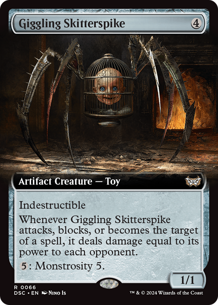 Giggling Skitterspike (Extended Art) [Duskmourn: House of Horror Commander] | Good Games Cannington