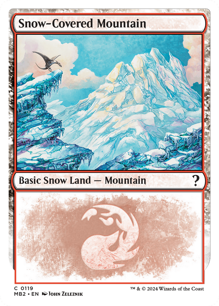 Snow-Covered Mountain (White Border) [Mystery Booster 2] | Good Games Cannington