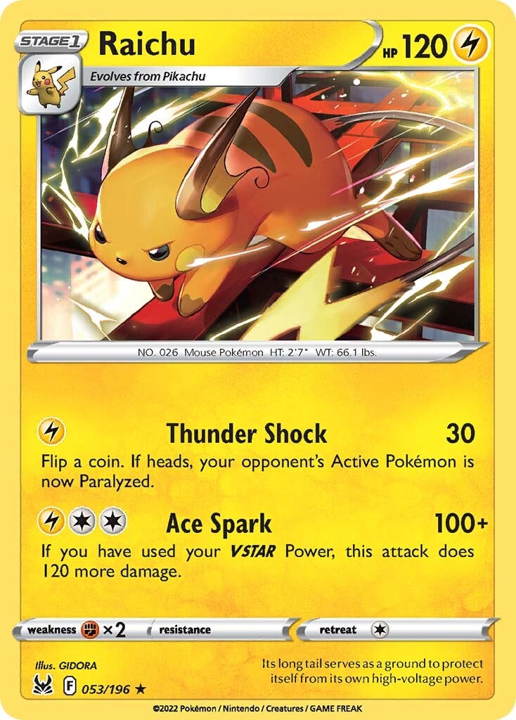 Raichu (053/196) [Sword & Shield: Lost Origin] | Good Games Cannington
