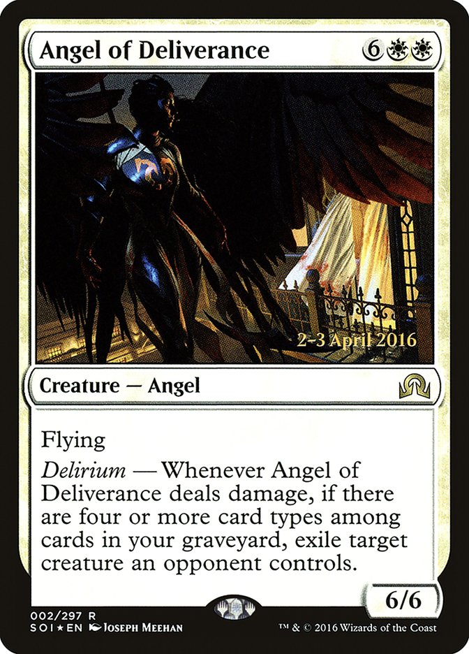 Angel of Deliverance [Shadows over Innistrad Prerelease Promos] | Good Games Cannington