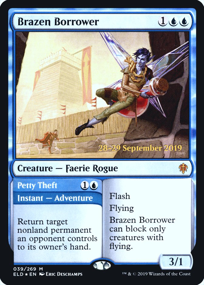 Brazen Borrower // Petty Theft [Throne of Eldraine Prerelease Promos] | Good Games Cannington