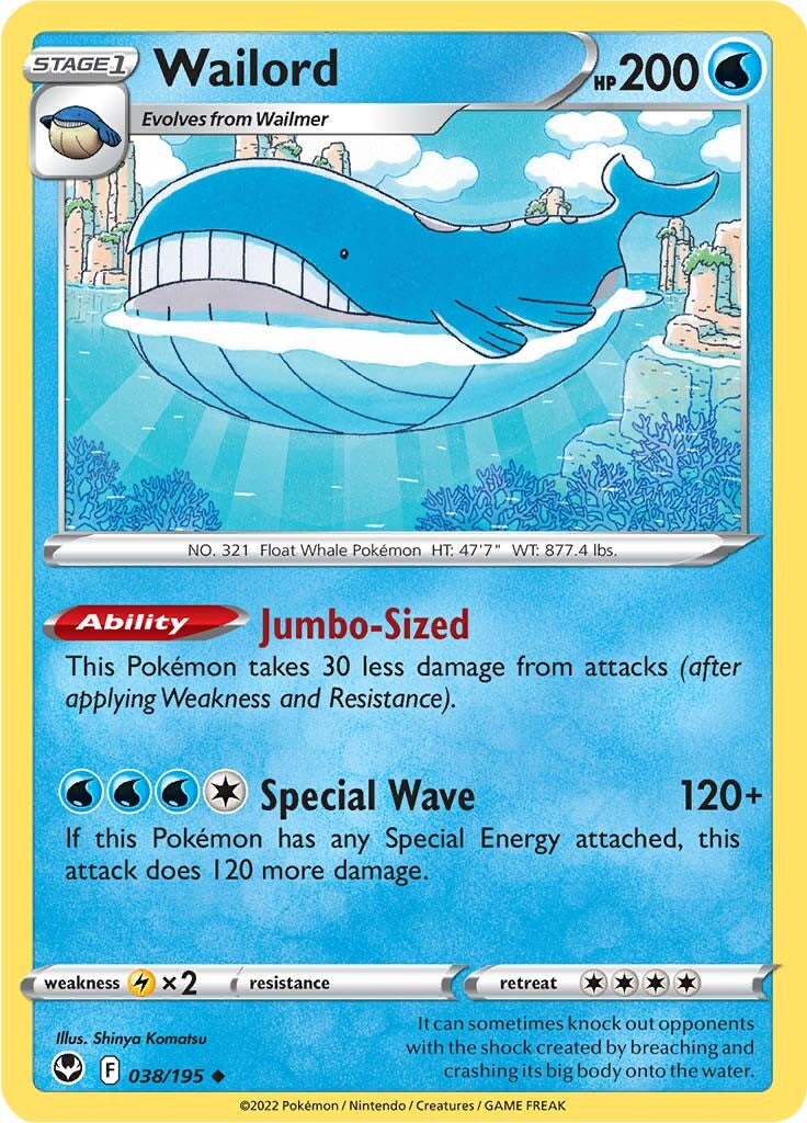 Wailord (038/195) [Sword & Shield: Silver Tempest] | Good Games Cannington
