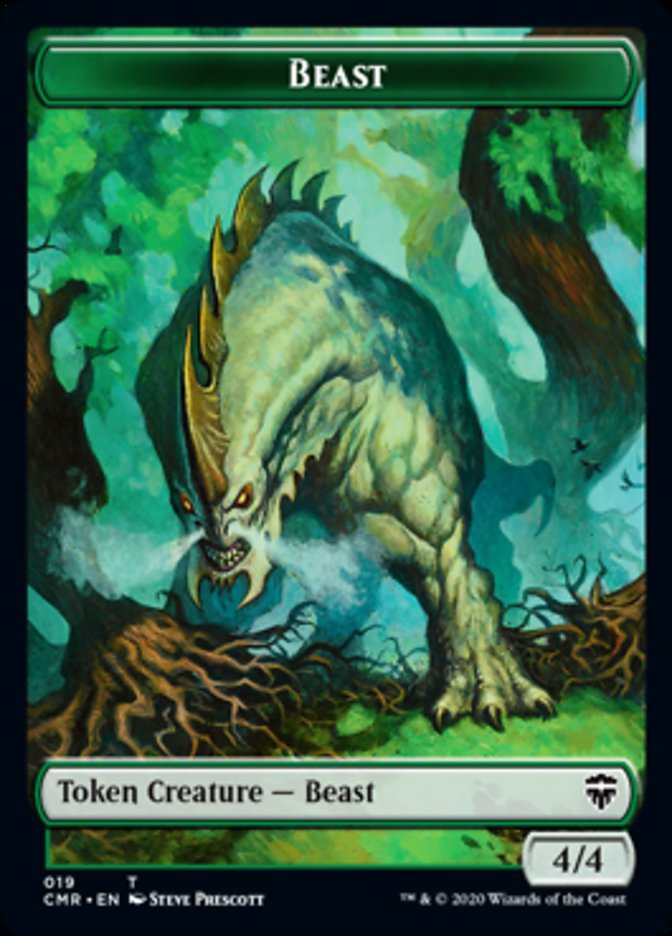 Beast (19) // Elephant Double-Sided Token [Commander Legends Tokens] | Good Games Cannington