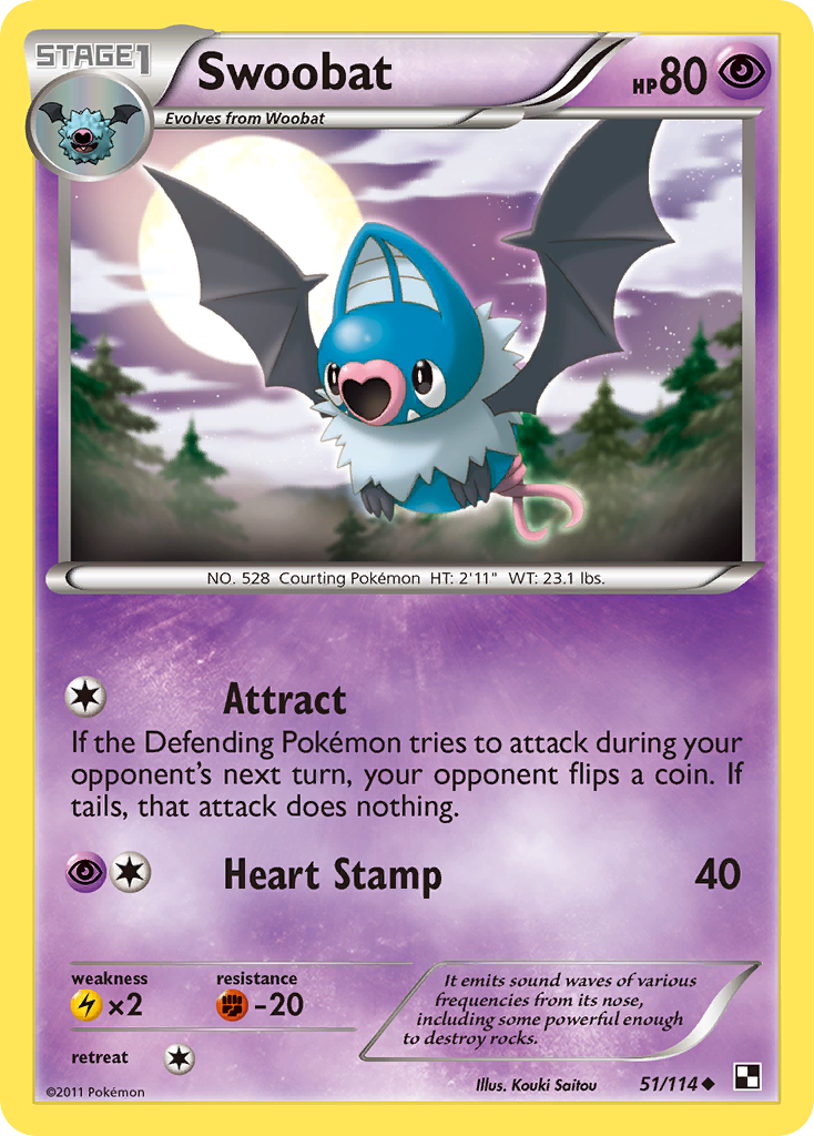 Swoobat (51/114) [Black & White: Base Set] | Good Games Cannington