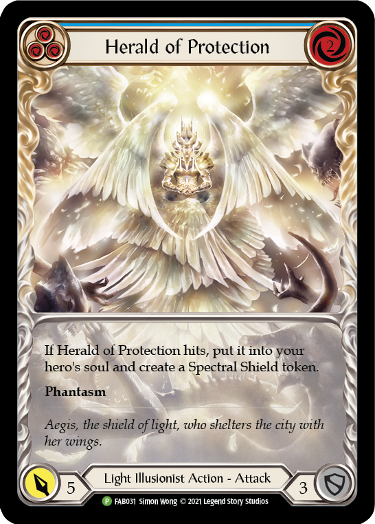 Herald of Protection (Blue Extended Art) [FAB031] (Promo)  Rainbow Foil | Good Games Cannington