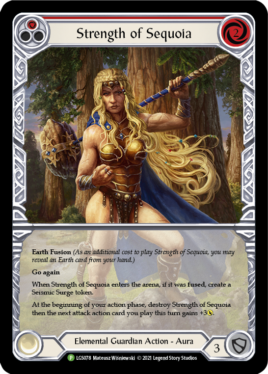 Strength of Sequoia (Red) [LGS078] (Promo)  Rainbow Foil | Good Games Cannington