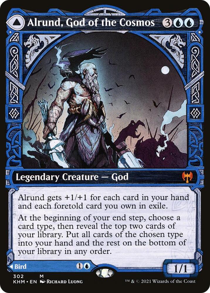 Alrund God of the Cosmos // Hakka, Whispering Raven 302 (Kaldheim)  - Showcase Foil | Good Games Cannington