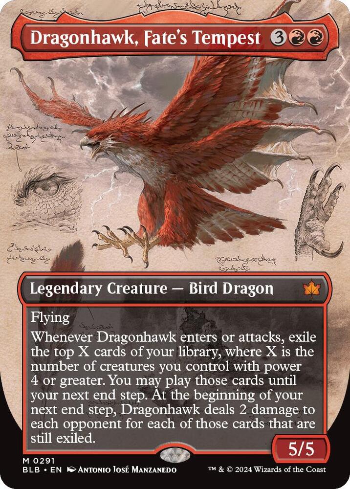 Dragonhawk, Fate's Tempest 291 (Bloomburrow)  - Borderless | Good Games Cannington