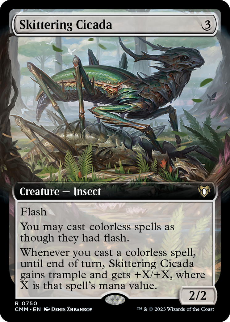 Skittering Cicada (Extended Art) [Commander Masters] | Good Games Cannington