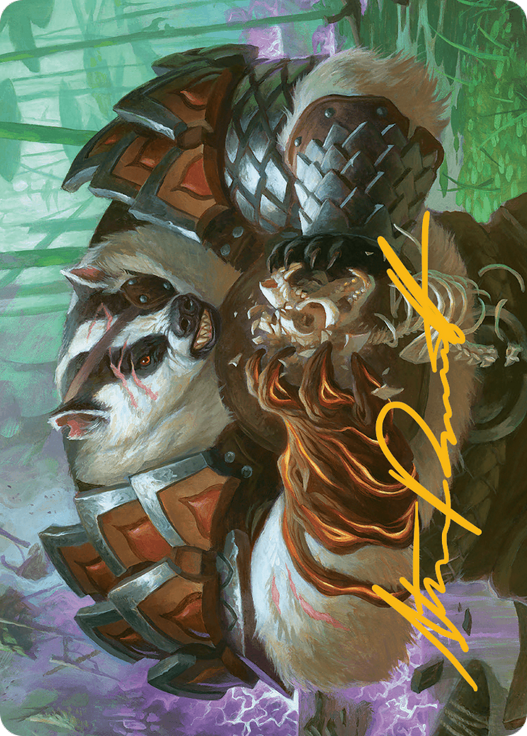 Hugs, Grisly Guardian Art Card (Gold-Stamped Signature) [Bloomburrow Art Series] | Good Games Cannington