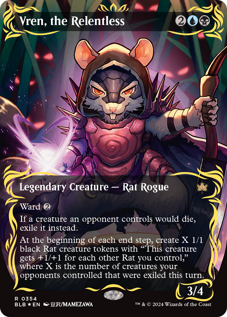 Vren, the Relentless (Borderless) (Raised Foil) [Bloomburrow] | Good Games Cannington