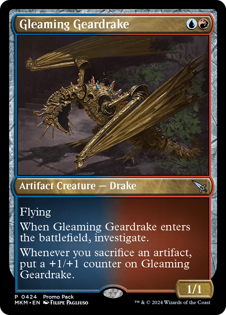 Gleaming Geardrake (Promo Pack) [Murders at Karlov Manor Promos] | Good Games Cannington