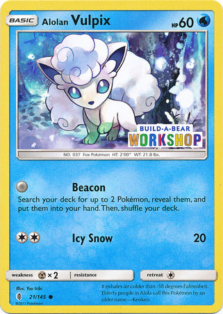 Alolan Vulpix (21/145) (Build A Bear Workshop Exclusive) [Sun & Moon: Guardians Rising] | Good Games Cannington