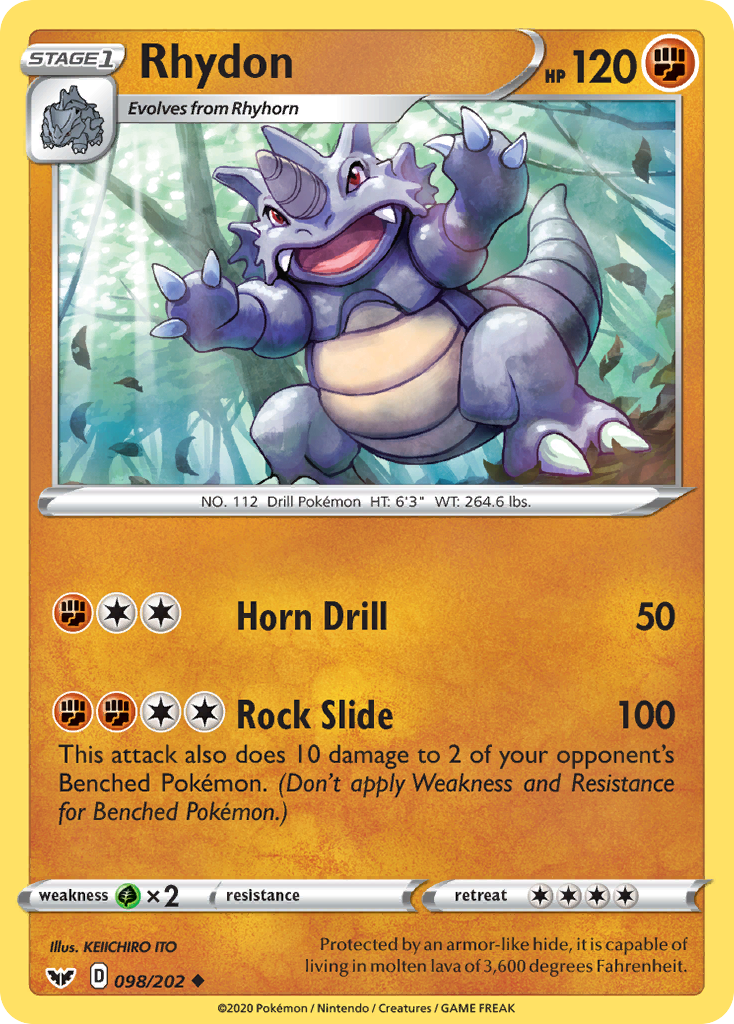 Rhydon (098/202) [Sword & Shield: Base Set] | Good Games Cannington