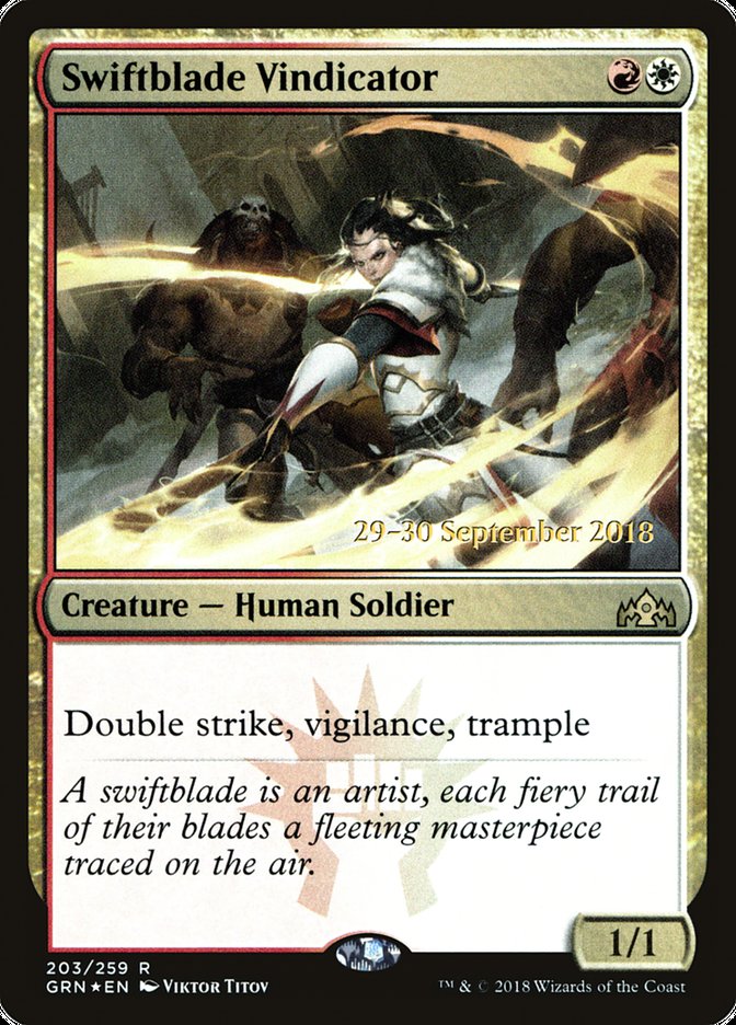 Swiftblade Vindicator [Guilds of Ravnica Prerelease Promos] | Good Games Cannington