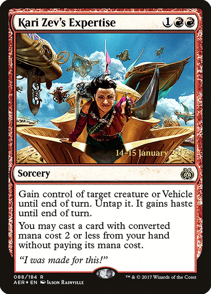 Kari Zev's Expertise [Aether Revolt Prerelease Promos] | Good Games Cannington