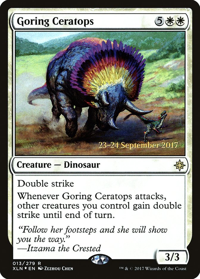 Goring Ceratops [Ixalan Prerelease Promos] | Good Games Cannington