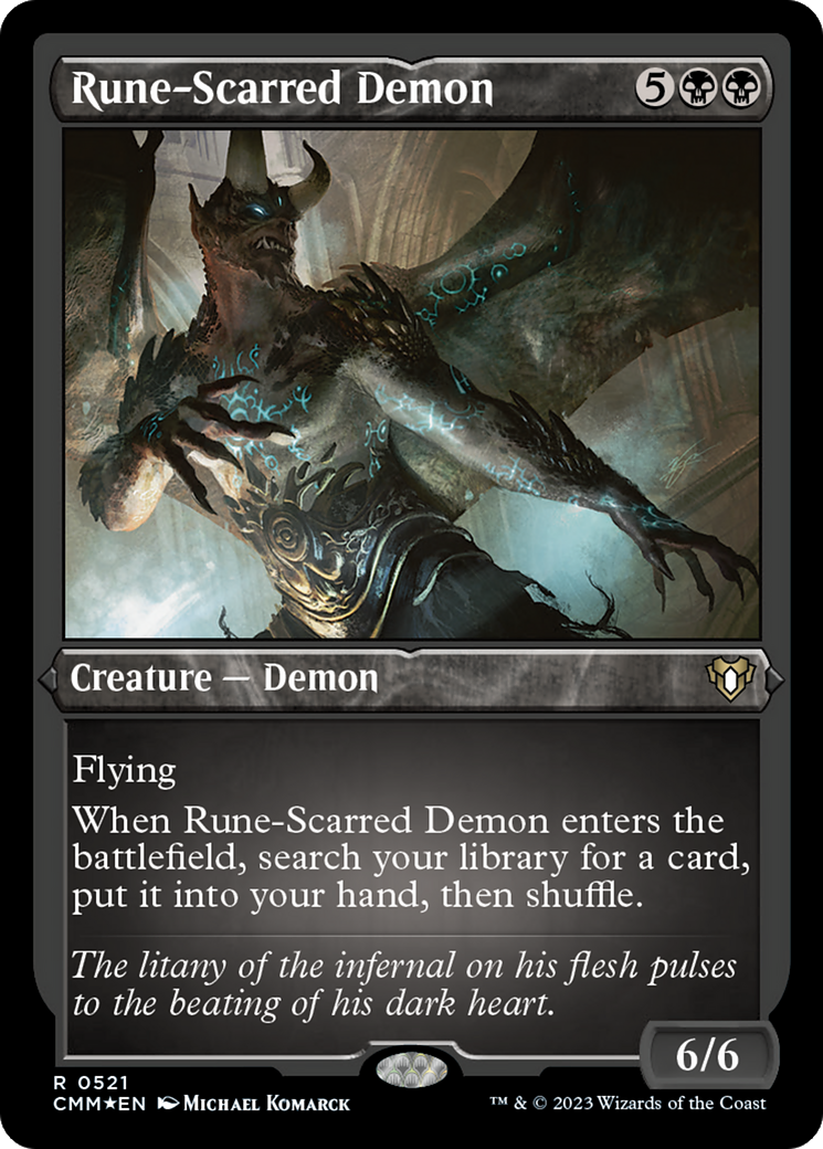 Rune-Scarred Demon (Foil Etched) [Commander Masters] | Good Games Cannington