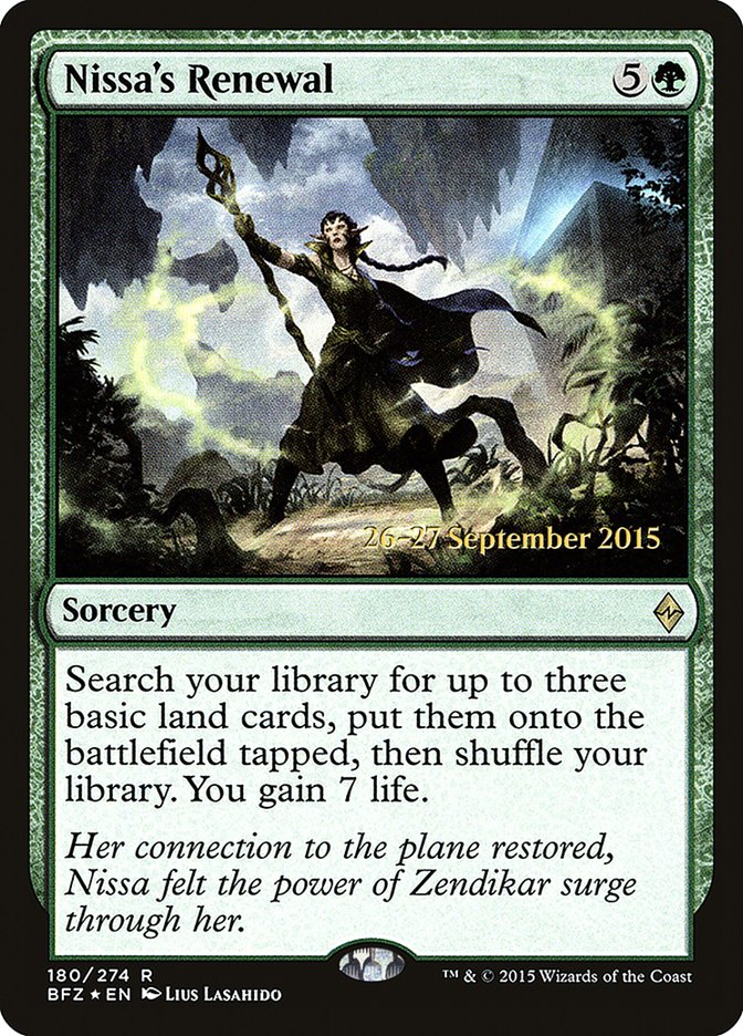Nissa's Renewal [Battle for Zendikar Prerelease Promos] | Good Games Cannington