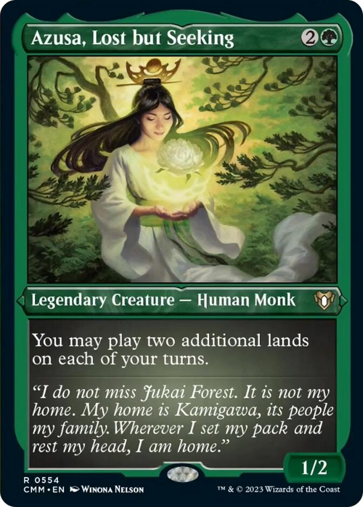 Azusa, Lost but Seeking (Foil Etched) [Commander Masters] | Good Games Cannington