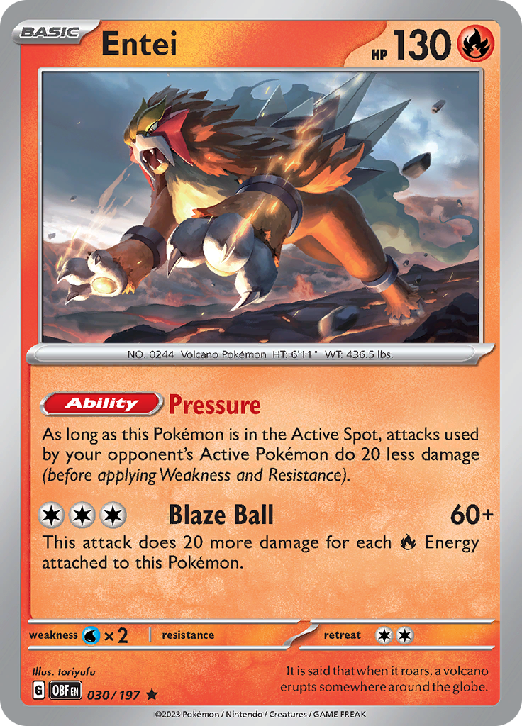 Entei (030/197) [Scarlet & Violet: Obsidian Flames] | Good Games Cannington
