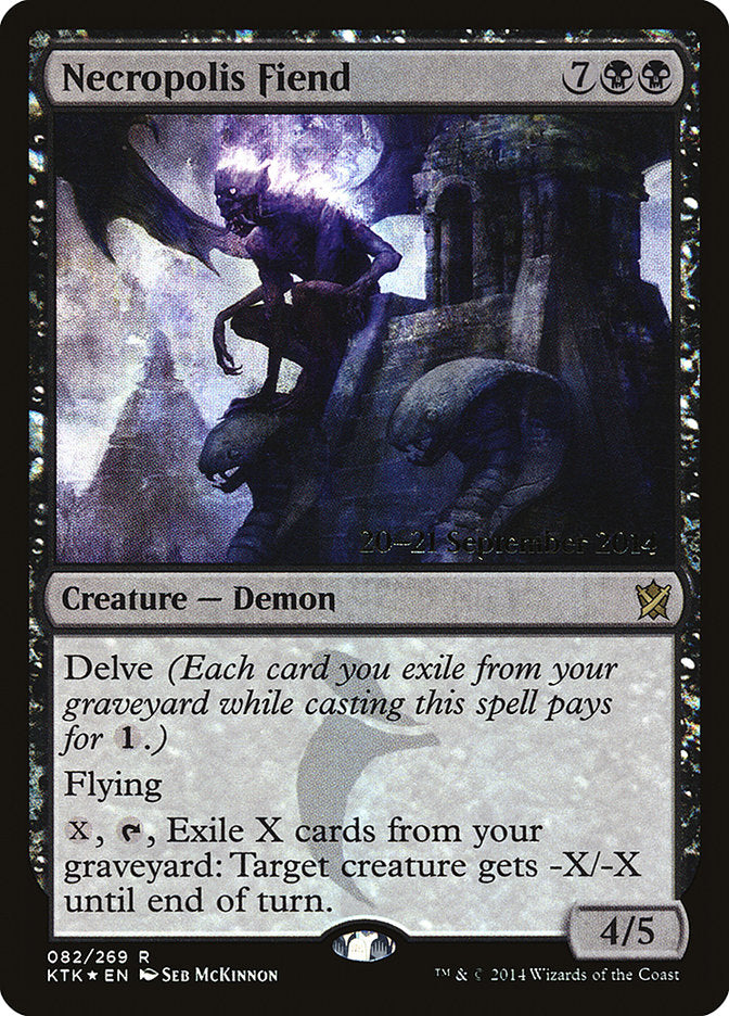 Necropolis Fiend [Khans of Tarkir Prerelease Promos] | Good Games Cannington