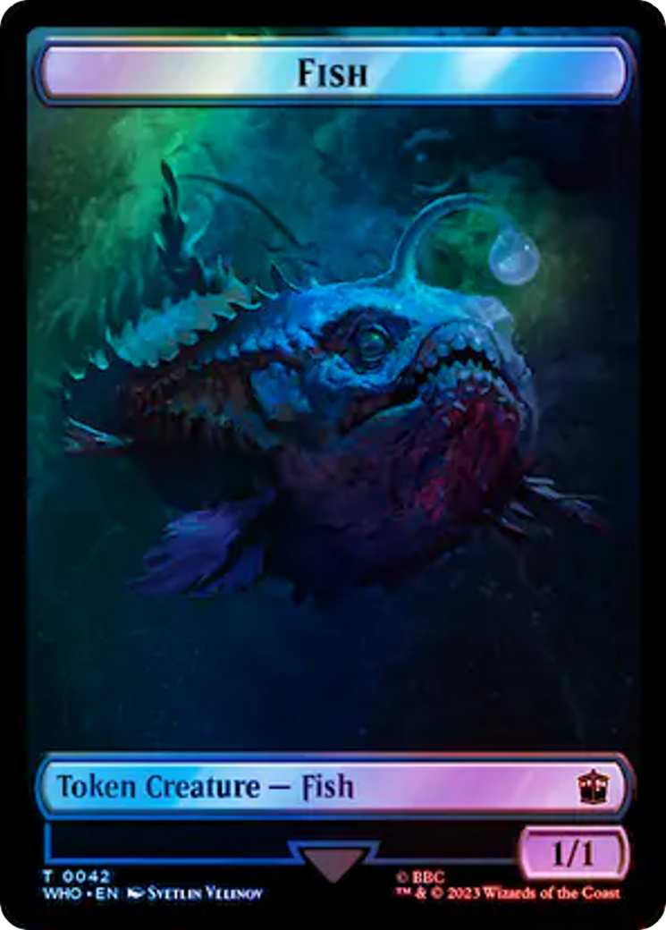 Fish // Cyberman Double-Sided Token (Surge Foil) [Doctor Who Tokens] | Good Games Cannington