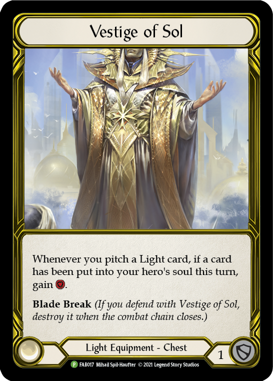 Vestige of Sol (Golden) [FAB017] (Promo)  Cold Foil | Good Games Cannington