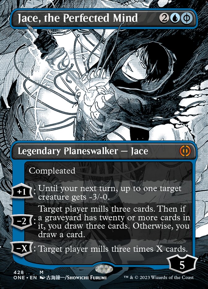 Jace, the Perfected Mind (Borderless Manga Step-and-Compleat Foil) [Phyrexia: All Will Be One] | Good Games Cannington
