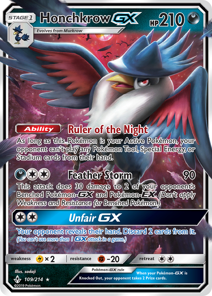 Honchkrow GX (109/214) [Sun & Moon: Unbroken Bonds] | Good Games Cannington