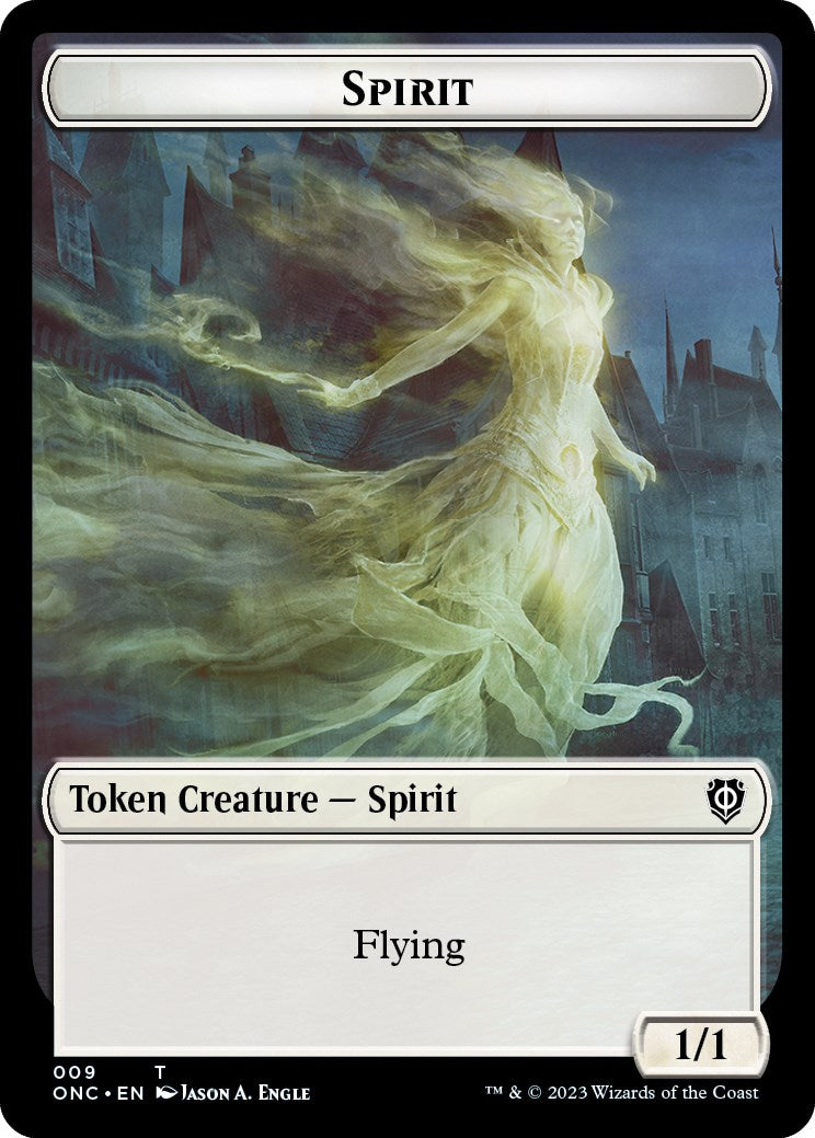 Human // Spirit Double-Sided Token [Phyrexia: All Will Be One Commander Tokens] | Good Games Cannington