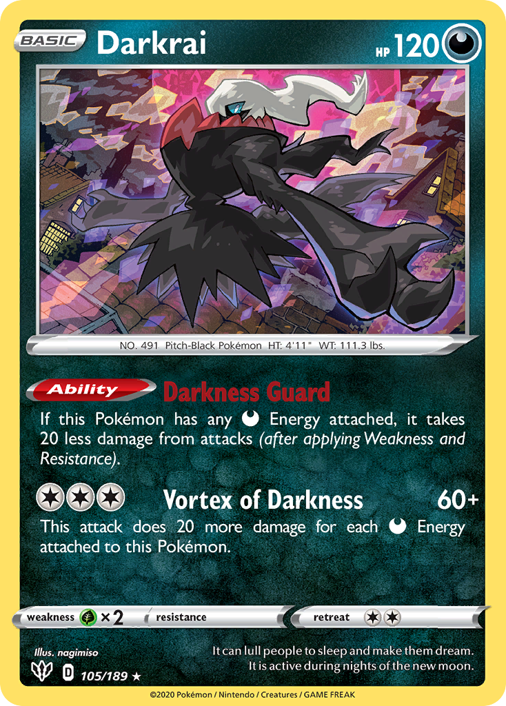 Darkrai (105/189) (Cosmos Holo) [Sword & Shield: Darkness Ablaze] | Good Games Cannington