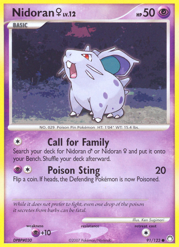 Nidoran (91/123) (Female) [Diamond & Pearl: Mysterious Treasures] | Good Games Cannington