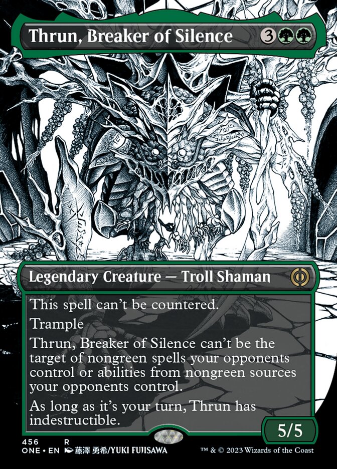 Thrun, Breaker of Silence (Borderless Manga Step-and-Compleat Foil) [Phyrexia: All Will Be One] | Good Games Cannington