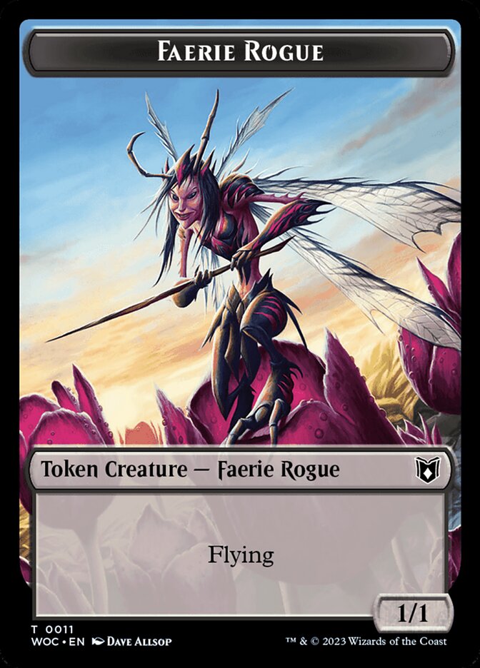 Faerie Rogue // Faerie (0011) Double-Sided Token [Wilds of Eldraine Commander Tokens] | Good Games Cannington