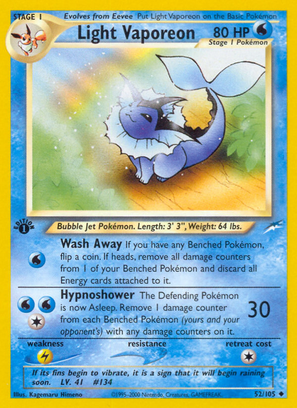 Light Vaporeon (52/105) [Neo Destiny 1st Edition] | Good Games Cannington