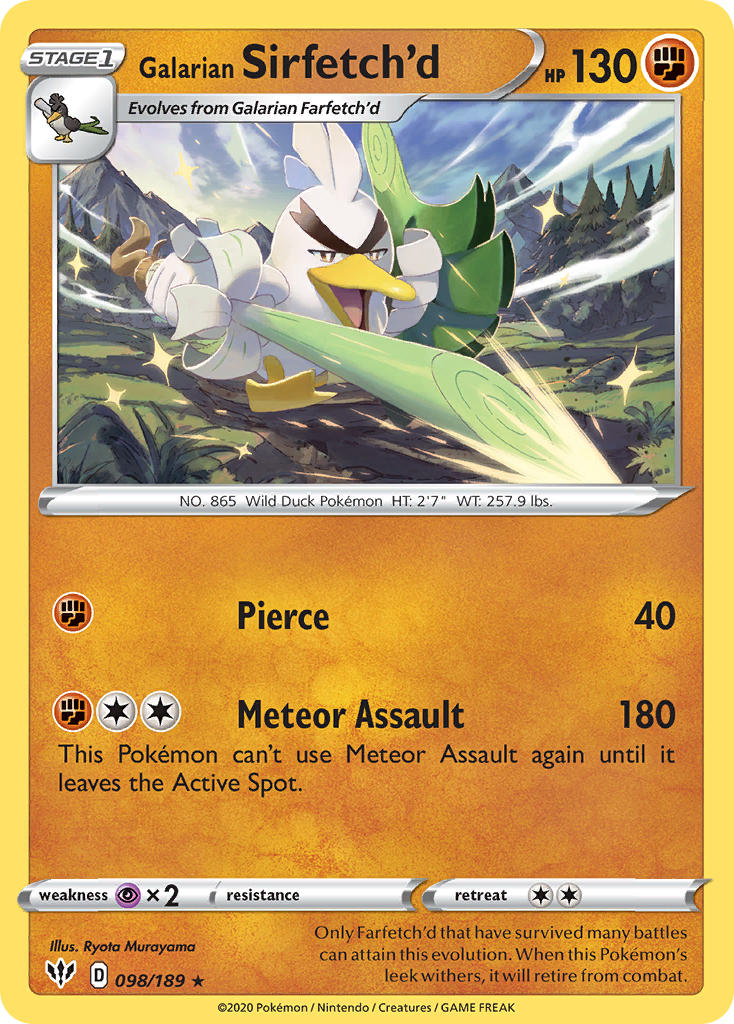 Galarian Sirfetch'd (098/189) (Cracked Ice holo) (Theme Deck Exclusive) [Sword & Shield: Darkness Ablaze] | Good Games Cannington