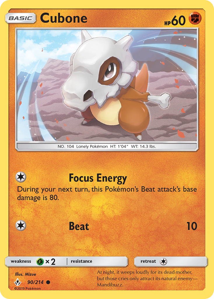 Cubone (90/214) [Sun & Moon: Unbroken Bonds] | Good Games Cannington